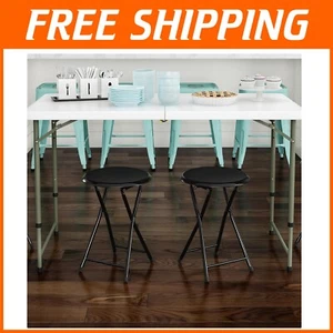 Set of 2 Heavy-Duty Folding Bar Stools - 18-Inch Padded Seats for Convenience - Picture 1 of 12