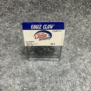 Eagle Claw Lazer Sharp 3X Treble Catfish Fishing Hooks Size 4 20c - Picture 1 of 2