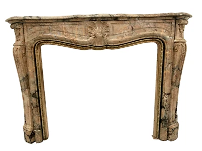 Cheminée de style Louis XV en marbre de breche rouge XIX siècle - Photo 1/4