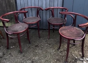 Ein Set 4  Cosmos/ Thonet Gropius Prägesitz Armlehnstuhl Bugholz Art Deco Antik - Bild 1 von 18