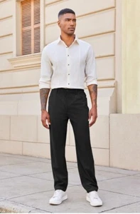 Runcati Herren Cordhose Regular Fit Freizeit Elastischer Bund Gerades Bein Large - Bild 1 von 5