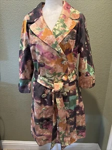 Vertigo Paris Damen Mantel L Mehrfarbig Querformat Trench Gürtel Gefüttert Taschen Neu mit Etikett - Bild 1 von 12