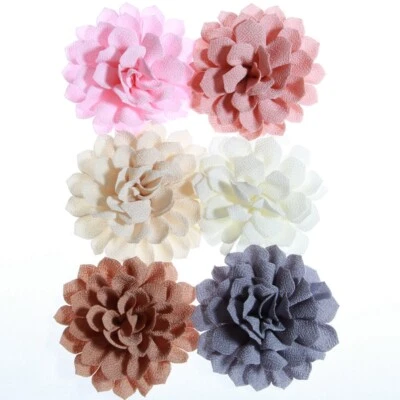 120PCS 10CM Vintage Fabric Flowers For Headbands Satin Flower For Hair Clip - Image 1 of 4