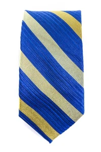 Michael Kors Mens Skinny Width Silk Striped Tie Blue Brown - Picture 1 of 6