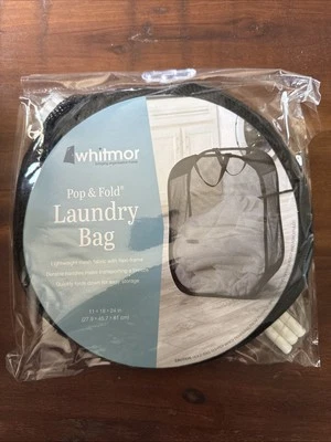 Cesta de bolsa de lavandería Whitmor Pop and Fold - negra Foto 1 de 3