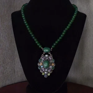 Nicky Butler RAJ LIMITED EDITION 925 Sterling Silver Green Chalcedony Necklace - Picture 1 of 14