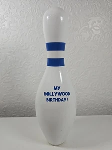 Vintage Bowling Pin My Hollywood Birthday 39 cm Hollywood Bowl White And Blue  - Picture 1 of 9