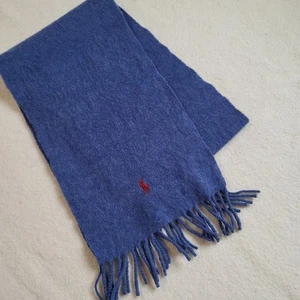 Polo Ralph Lauren Blue Cashmere Scarf Made In Italy - Picture 1 of 10