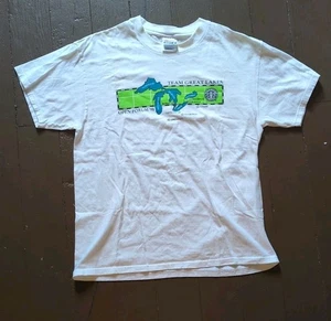 1998 STARBUCKS Coffee Open Forum Team Great Lakes White Promo T-Shirt Size L - Picture 1 of 8