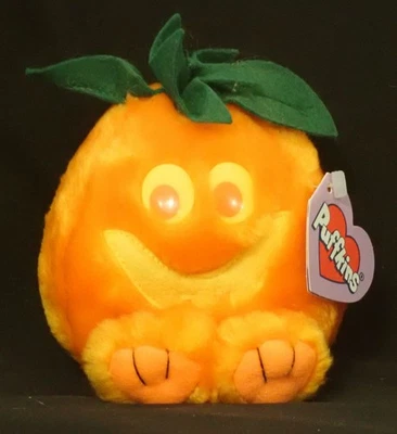 Vintage with Tags 1999 Puffkins ‘Jack’ Orange Pumpkin Yellow Eyes Retired 5” - Image 1 of 2