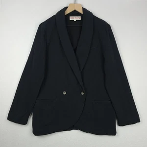 Free People Rowan Blazer Jacke Damen Small Schwarz Baumwolle Crinkle Oversized Boho - Bild 1 von 13