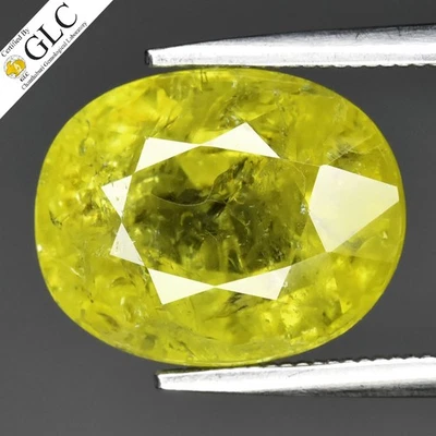 💎GLC CERTIFICADO 6.71ct Ovalado Natural Amarillo Verde Grosular - Granate Andradita Foto 1 de 4