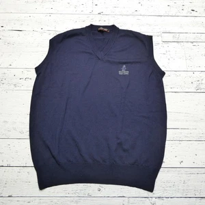 Oscar Jacobson Sweater Vest Mens XL Navy Blue Wool Old Head Golf Links Italy - Picture 1 of 10