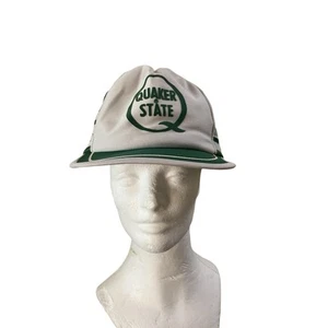 Sombrero de Camionero Vintage Quaker State Malla Snapback 3 Rayas Hecho en EE. UU. - Imagen 1 de 6