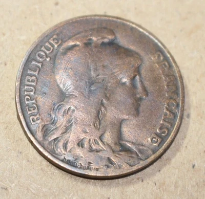 Antiguo 10 Céntimos 1901 DUPUIS Marianne, Francia, Bronce. Foto 1 de 3