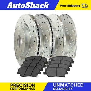 Front Rear Drilled Slotted Brake Rotors Premium Ceramic Pads for Kia Sorento - Picture 1 of 4