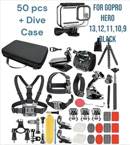 50 Teile + Tauchkoffer für Gopro 13 12 11 10 9 Brusthalterung Zubehörset Konvolut - Bild 1 von 8