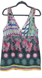 Desigual Halter Top Sleeveless Blouse, Colorful Boho Tunic Women’s Size Large - Picture 1 of 9