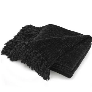 Throw Blanket Soft Cozy Chenille Throw Blanket with Fringe Tassel for Couch S... - Picture 1 of 7