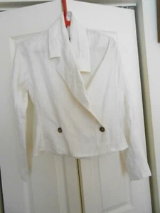 SHAMASK-ITALY-WHITE LINEN TOP AND SLACKS----SMALL - Picture 1 of 2