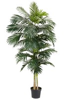Artificial Plant Green Golden Cane Palm Silk Tree Black Plastic Container - 8 ft