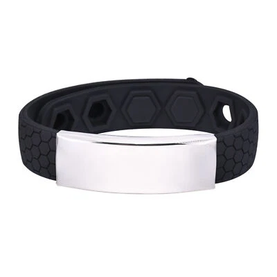 Pulsera de Alerta Médica Personalizada para Hombres Personalizada Grabada Identificación Nombre Teléfono Pulsera Foto 1 de 4