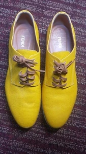 FENDI oxford style Lace Up Pebbled Leather shoes size 38.5 US 7 - Picture 1 of 9