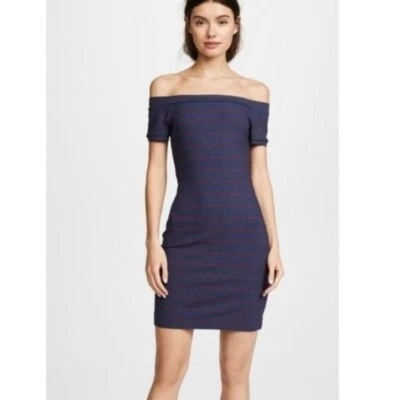 Mini Vestido Susana Monaco Francesca Acanalado Bodycon Rayas Azul Rojo Tejido Elástico M Foto 1 de 4