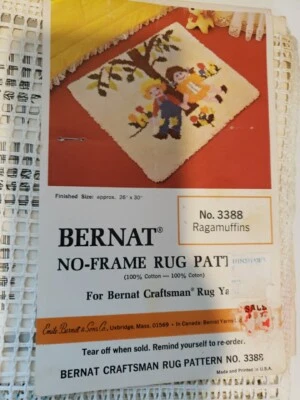 Vintage Bernat Latch Hook Rug No Frame Pattern Ragamuffins 3388 New Discontinued - Image 1 of 4