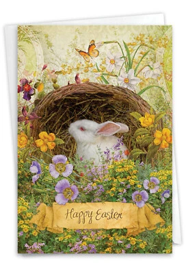 Tarjeta de felicitación de Pascua con sobre - Flores de conejito Foto 1 de 4