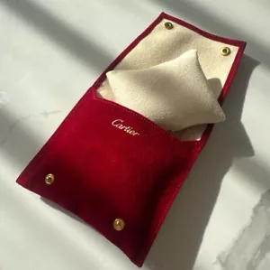 Cartier Jewelry Watch Travel Storage Case Red Pouch Pillow from Japan Unused - Picture 1 of 6