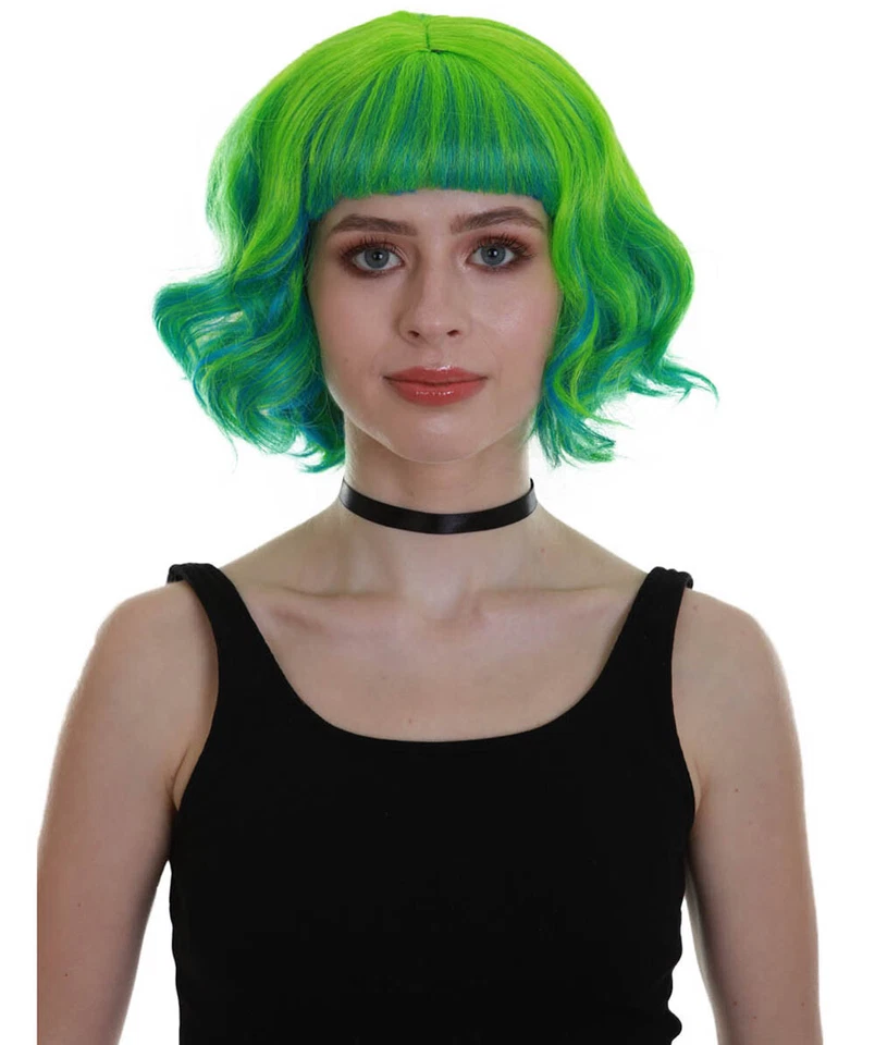 Peluca para mujer color verde ondulada hasta los hombros de moda rayo de luz HW-6731 Foto 1 de 4