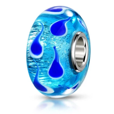 MATERIA Glas Bead Blau Türkis Glitzerfolie 925 Silber - Bild 1 von 4
