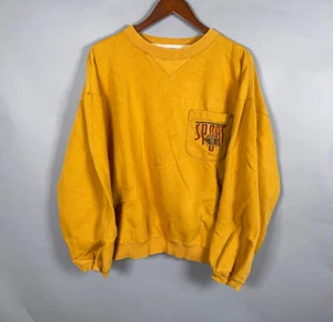 Dockers Sport Oversized Pocket Sweatshirt Adult XL Dark Yellow Embroidered 90s - Picture 1 of 15