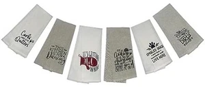 Set of 6, 100% Cotton Wine Design Funny Cute Saying Flour Sack Kitchen Towels/Di - Picture 1 of 8