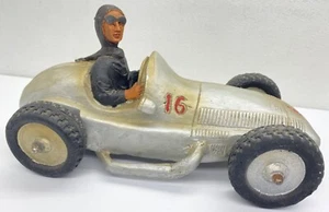 Vintage Mercedes Benz #16 Race Car Toy w/ Driver Formula Racing RARE 14” Antique - Picture 1 of 21