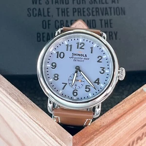 Shinola The Runwell Slate Blue Dial Tan Leather Argonite 1069 Men's Watch 41mm - Picture 1 of 9