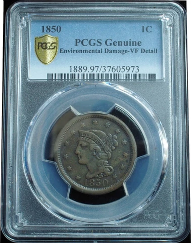 1850 Braided Hair Large Cent VF PCGS - Great Eye Appeal! Cover