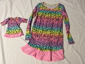 Doll and Me Sz 10 +18" Doll Matching Rainbow Nightgown fits American Girl New - Picture 1 of 4