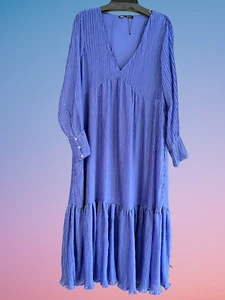 Nuevo con etiquetas Zara Azul Púrpura Voluminoso Plisado Bloggers Fave RARO Talla S - Imagen 1 de 7