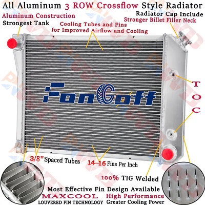 571 3 Row Aluminum Radiator For 1968-1974 Chevy Nova Caprice Camaro,Buick Regal - Image 1 of 4