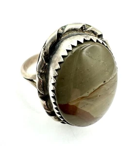 Simple Sterling And Quartz Ring Signed AS Size 5.5  - Picture 1 of 3