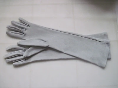 女士晚装手套浅灰色均码弹力纹理面料新品 — 第 1/4 张图片