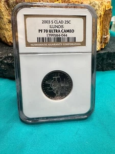 2003-S CLAD ILLINOIS QUARTER GRADED PF 70 ULTRA CAMEO BY NGC MA96 - Picture 1 of 2