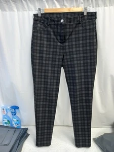 dorothy perkins Black Grey Check Slim Leg Trousers Size 14 Vgc - Picture 1 of 4