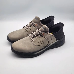 Skechers Slade Macklin Mens Shoes 9.5 Gray Black Hands Free Slip-ins Relaxed Fit - Picture 1 of 8