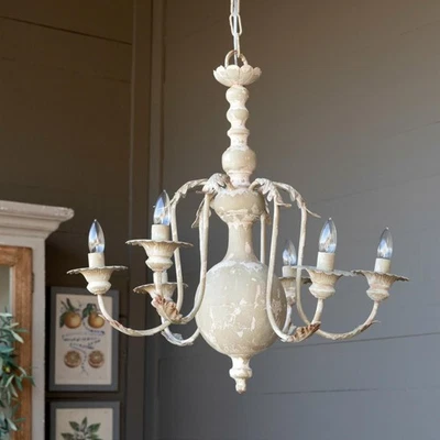 The Windsor Chandelier Shabby Chippy Paint Off White Country Stylle - Image 1 of 4