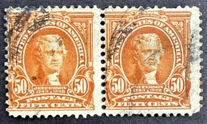 USA 1903 Sc# 310 used Pair Jefferson 50c - Bild 1 von 2