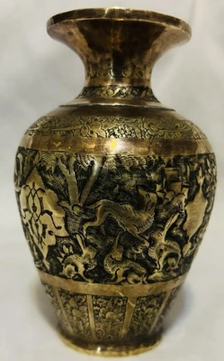 罕见 19 世纪古董 OTOMAN / 波斯伊斯兰黄铜花瓶。  — 第 1/4 张图片