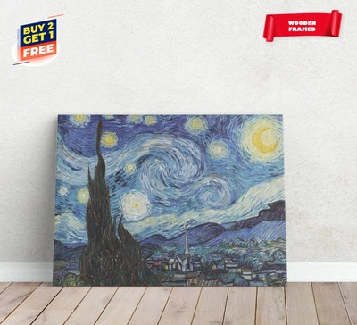 Cuadro Vincent Van Gogh La Noche Estrellada Lienzo Impresión Póster Decoración del Hogar Foto 1 de 3